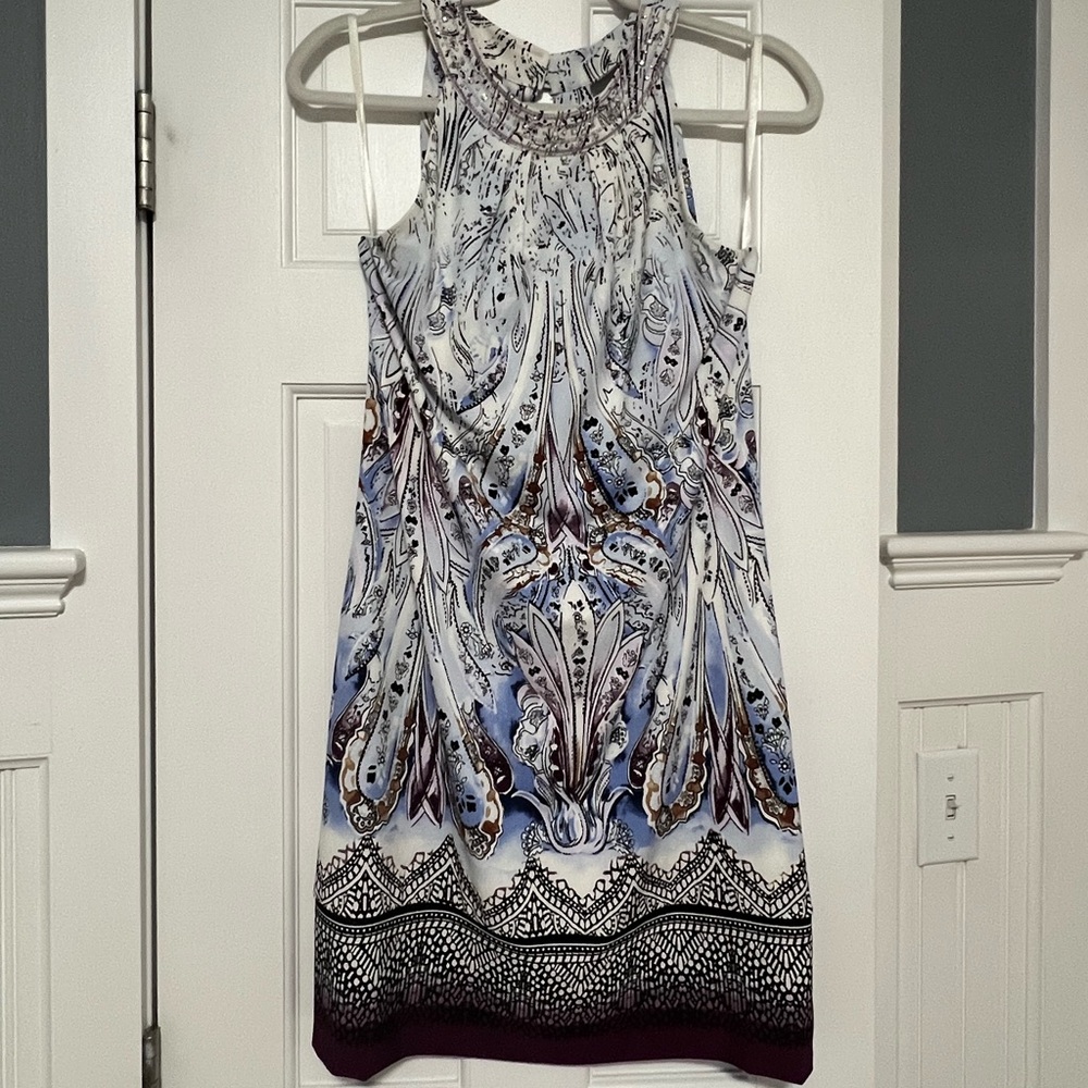 Elegant Blue and White & Pure Patterned Dress